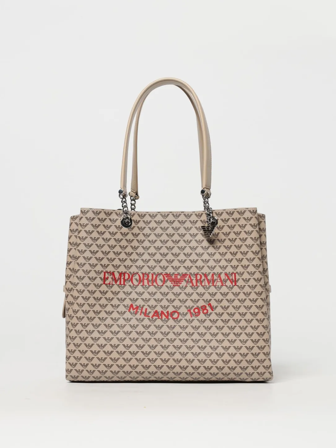 Borsa Emporio Armani in pelle sintetica a grana con logo all over