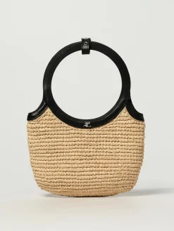 Borsa Holy Courrèges in rafia intrecciata e pelle