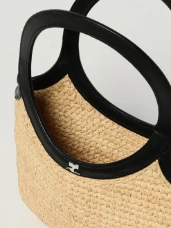 Borsa Holy Courrèges in rafia intrecciata e pelle