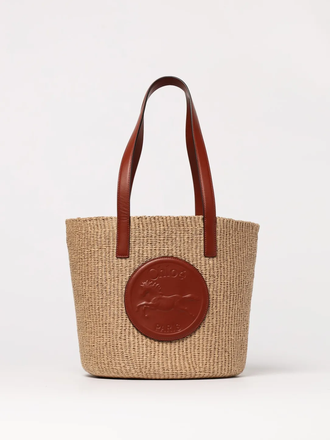 Borsa Horse Medal Chloè in rafia e pelle