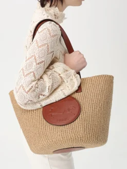 Borsa Horse Medal Chloè in rafia e pelle