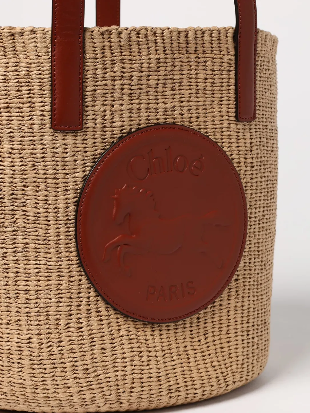 Borsa Horse Medal Chloè in rafia e pelle