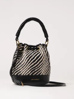 Borsa Just Cavalli in pelle sintetica e rafia con motivo zebrato