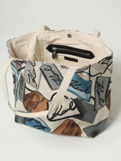 Borsa Karl Lagerfeld in canvas di cotone con stampa all over