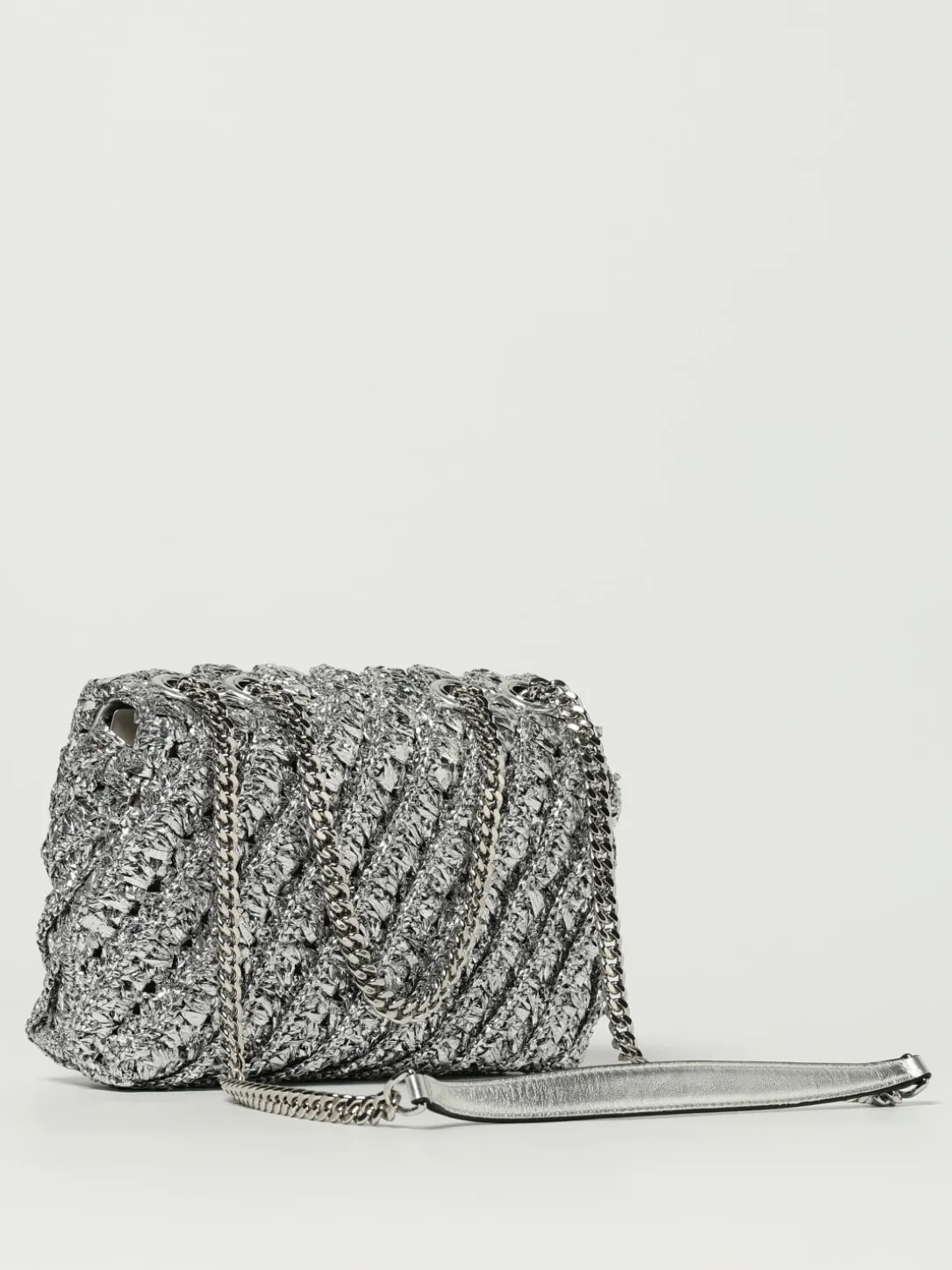 Borsa Kira Tory Burch in nylon lamè con lavorazione a maglia intrecciata