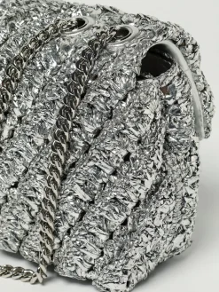 Borsa Kira Tory Burch in nylon lamè con lavorazione a maglia intrecciata