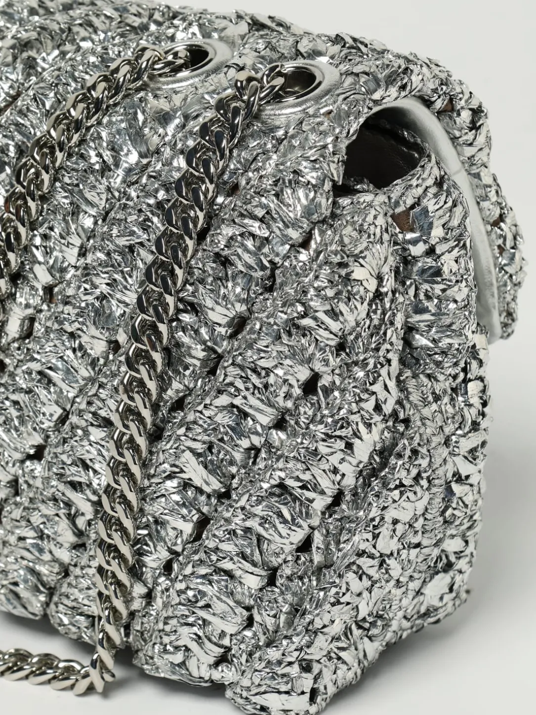 Borsa Kira Tory Burch in nylon lamè con lavorazione a maglia intrecciata