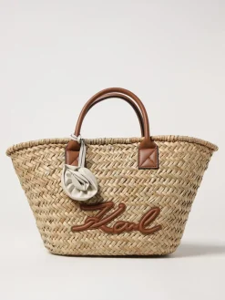 Borsa K-Signature Karl Lagerfeld in rafia intrecciata e pelle sintetica