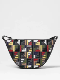Borsa Melon Small FF Fendi in pelle e cotone jacquard