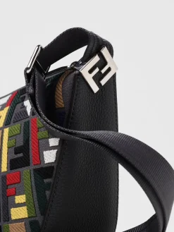 Borsa Melon Small FF Fendi in pelle e cotone jacquard