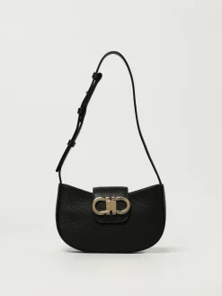 Borsa Mini Double Gancini Ferragamo in pelle martellata