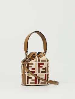 Borsa Mini Mon Tresor Fendi in canvas con ricamo FF multicolor