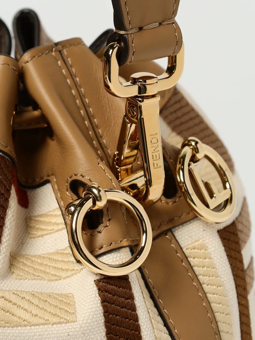 Borsa Mini Mon Tresor Fendi in canvas con ricamo FF multicolor