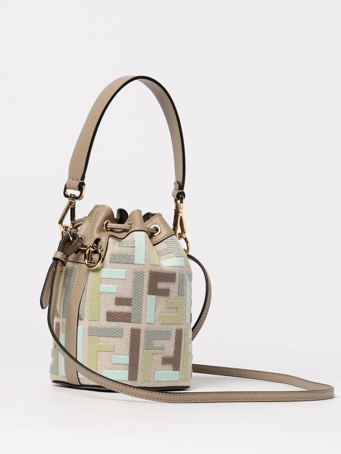 Borsa Mon Tresor Fendi in canvas e pelle con monogram FF jacquard