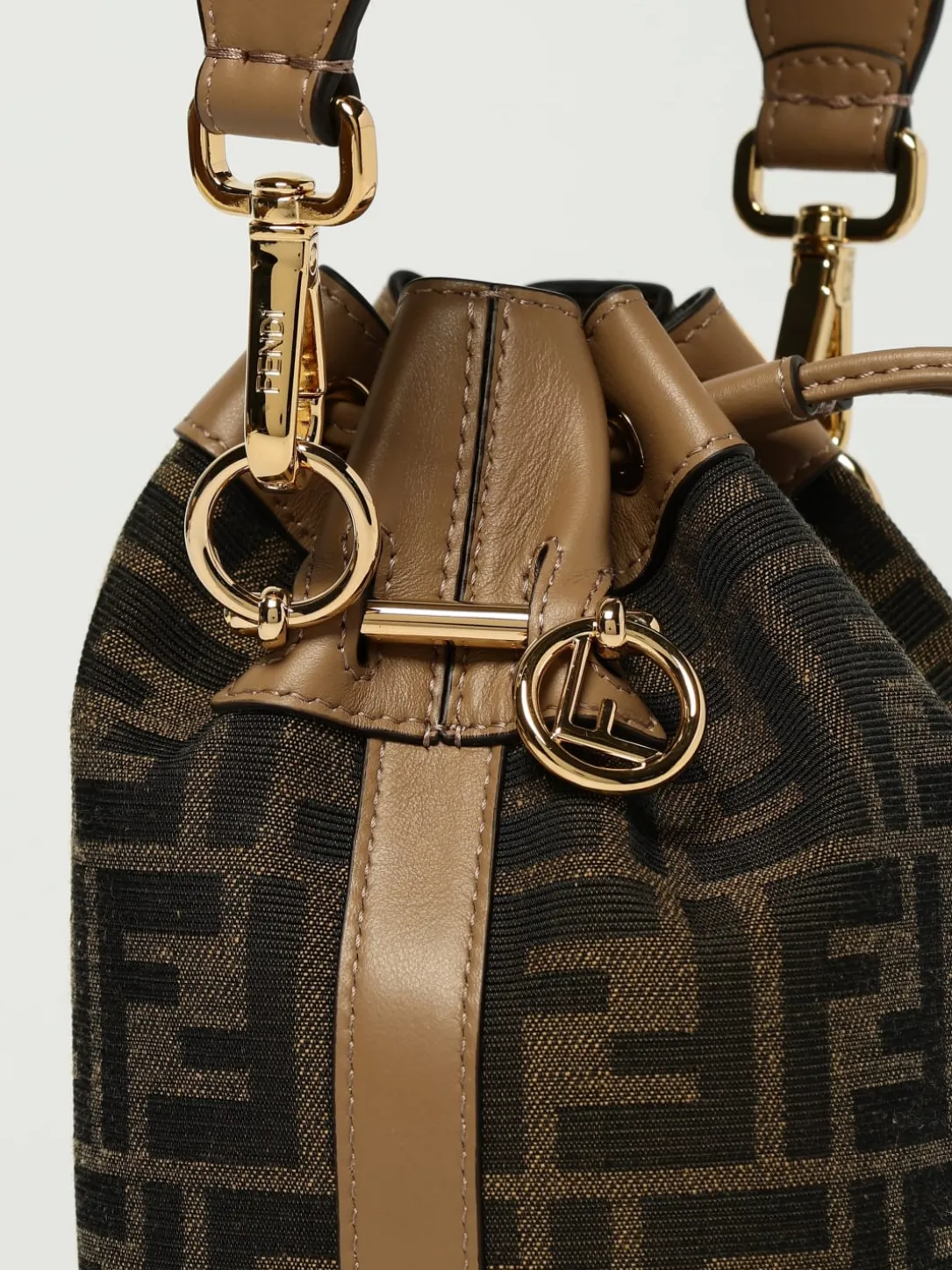 Borsa Mon Tresor Fendi in misto cotone e pelle con monogram FF embossed