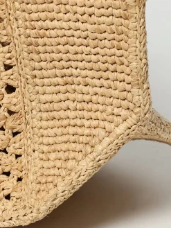 Borsa Patou in rafia crochet con logo ricamato