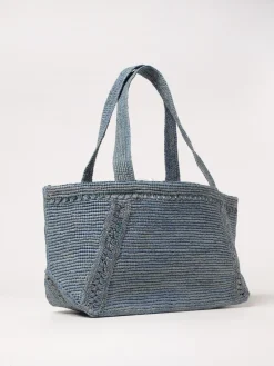 Borsa Patou in rafia crochet con logo ricamato