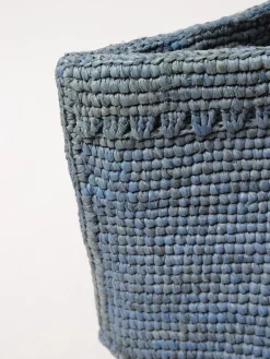 Borsa Patou in rafia crochet con logo ricamato