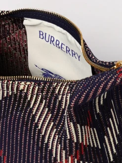 Borsa Peg Mini Burberry in misto cotone con check jacquard