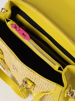 Borsa Quiny Secret Pon-Pon in nappa sintetica e rafia