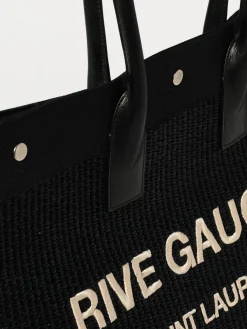 Borsa Rive Gauche Saint Laurent in rafia e pelle