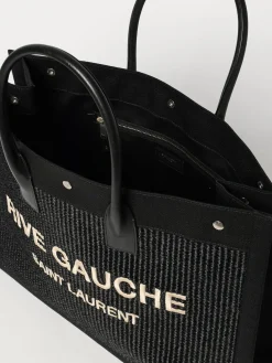 Borsa Rive Gauche Saint Laurent in rafia e pelle