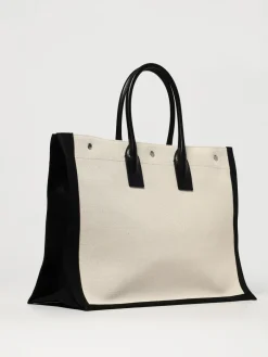 Borsa Rive Gauche Saint Laurent in canvas di cotone e pelle