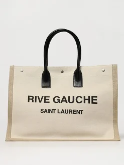 Borsa Rive Gauche Saint Laurent in canvas di cotone e pelle