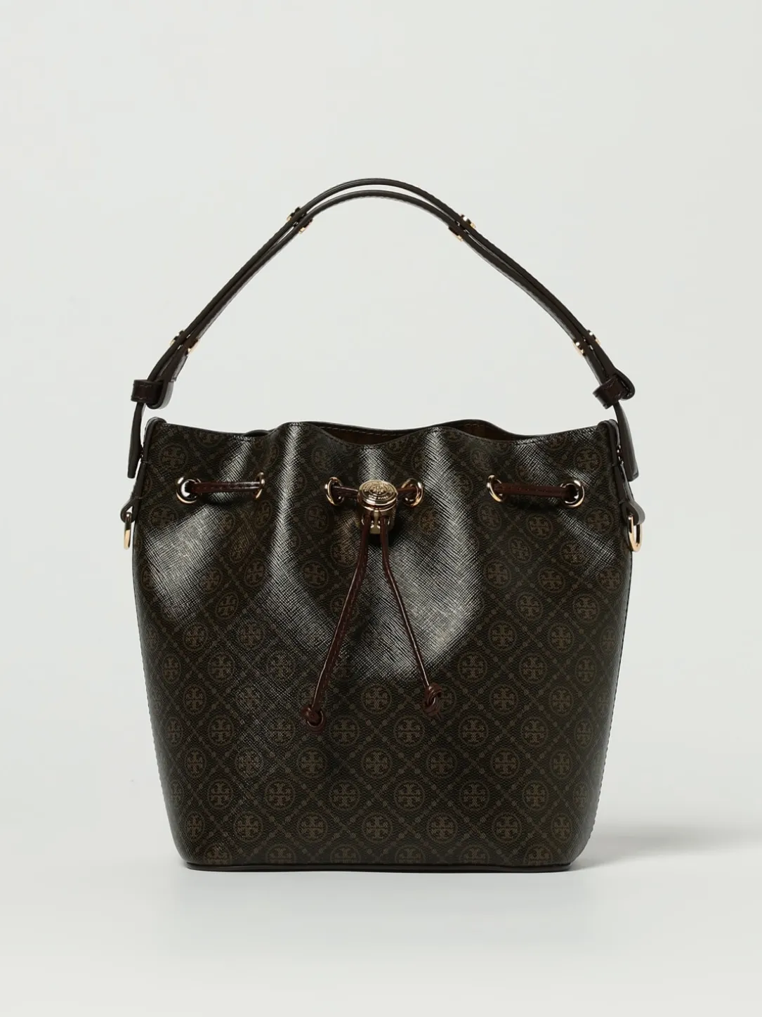 Borsa T Monogram Tory Burch in cotone spalmato stampato