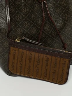 Borsa T Monogram Tory Burch in cotone spalmato stampato