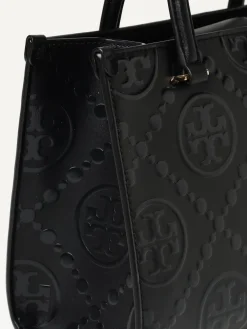 Borsa T Monogram Tory Burch in pelle goffrata