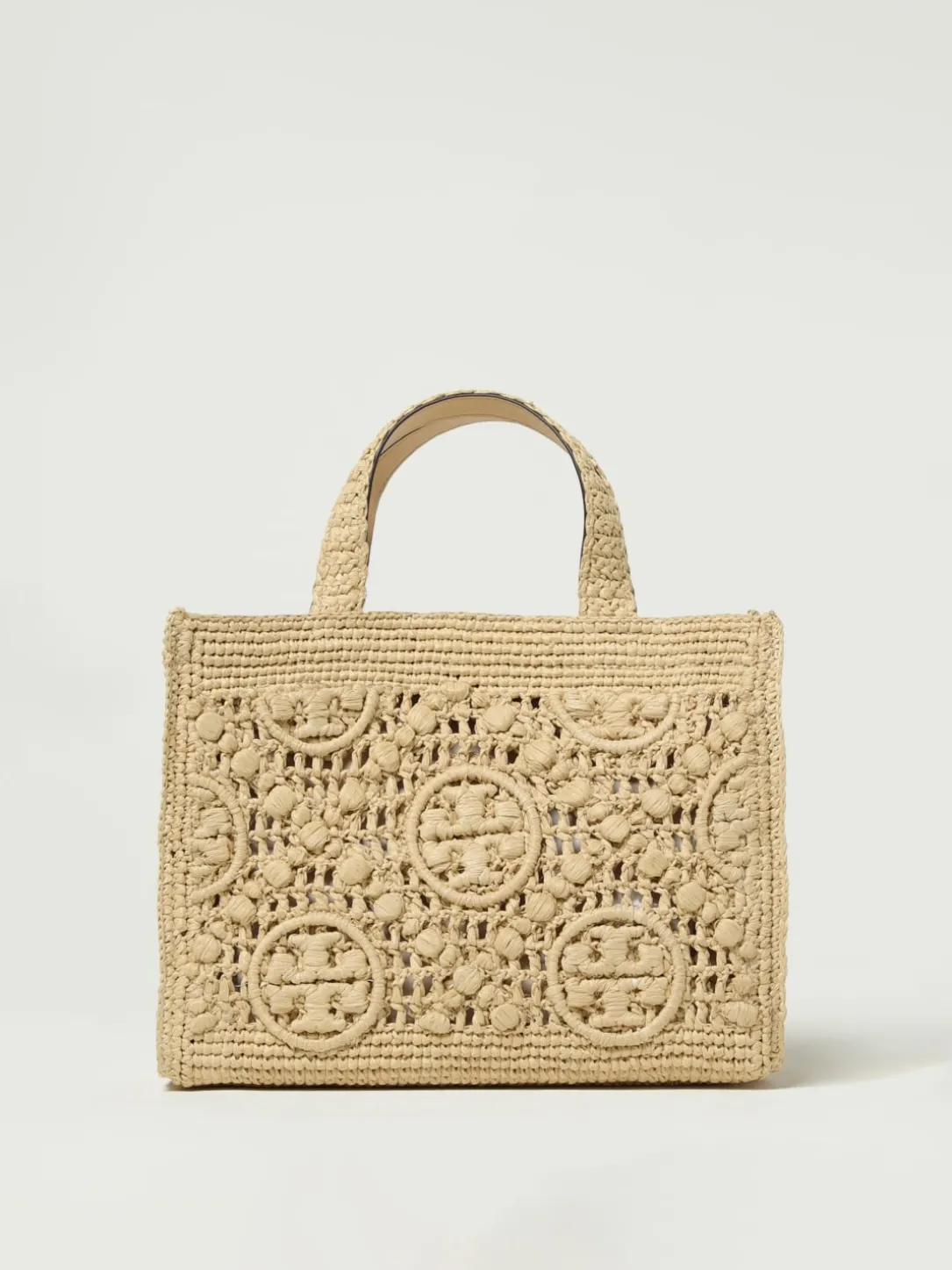 Borsa T Monogram Tory Burch in rafia crochet