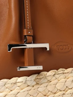 Borsa Tod's in pelle e rafia intrecciata