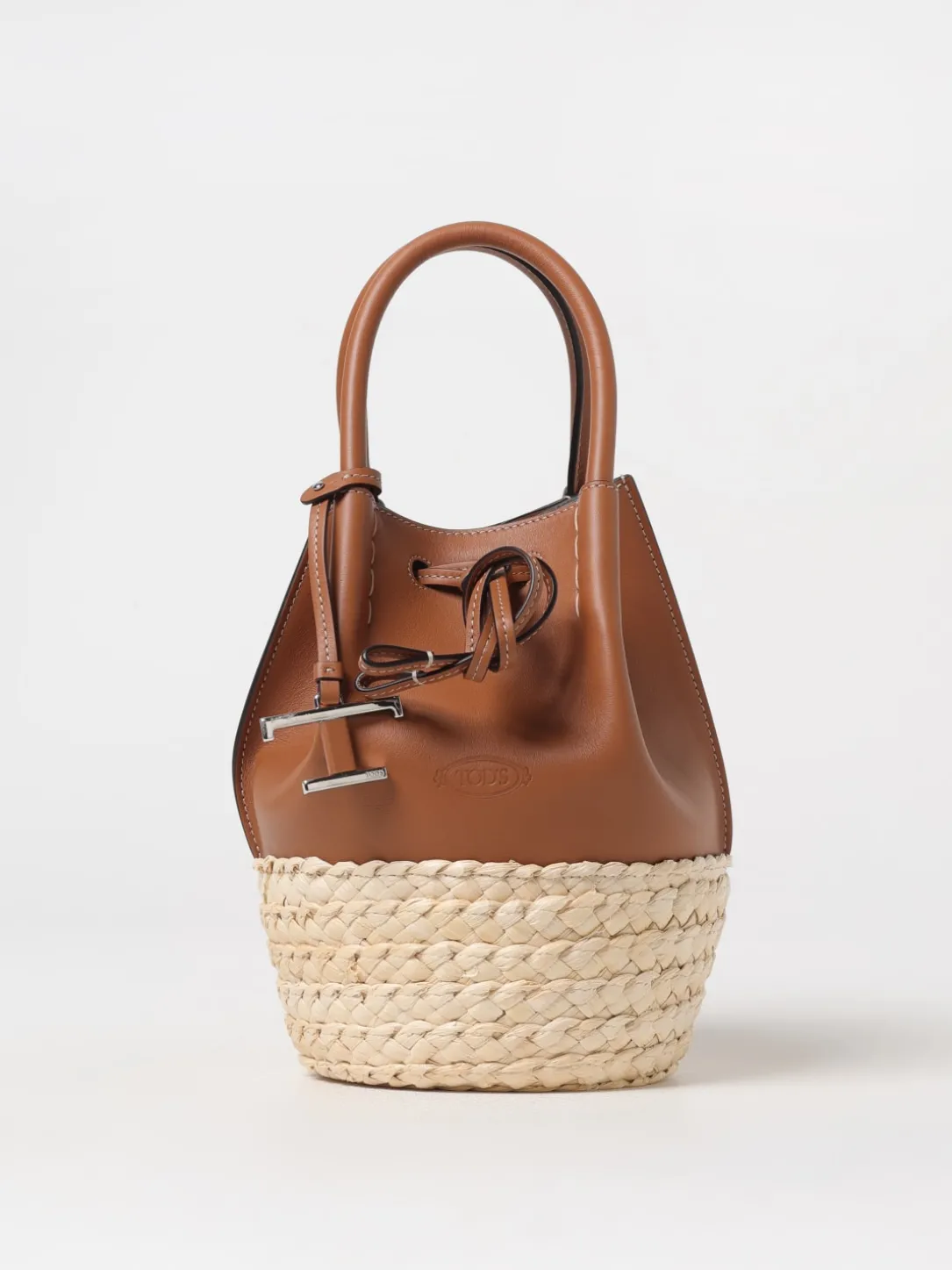Borsa Tod's in pelle e rafia intrecciata