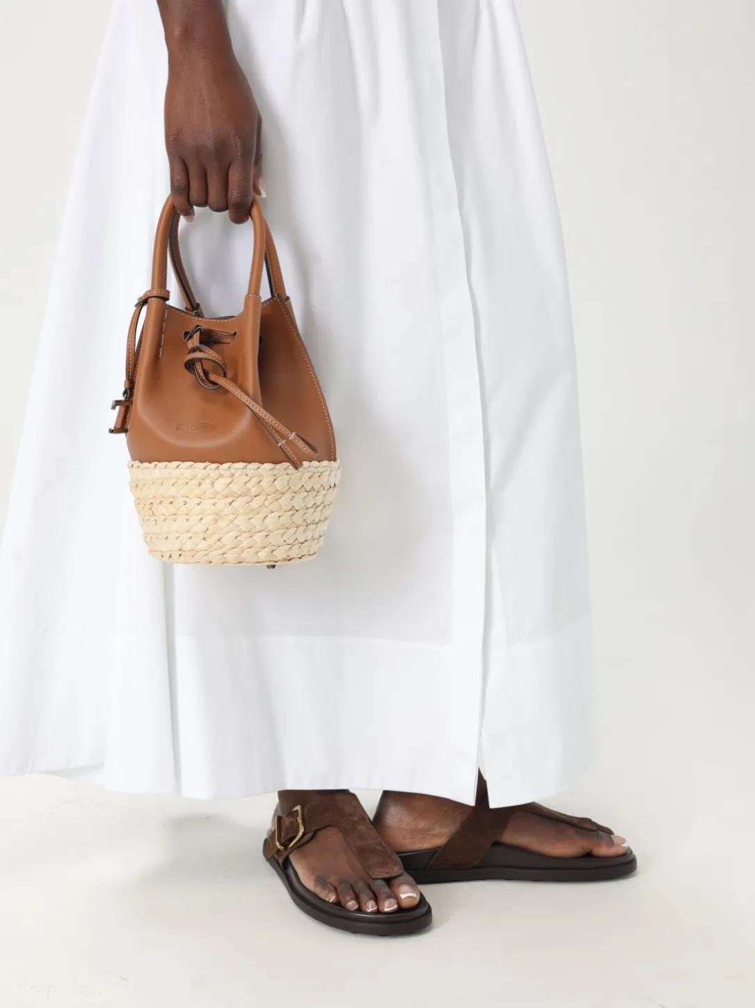 Borsa Tod's in pelle e rafia intrecciata