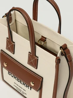 Borsa Tote Freya mini Burberry in pelle e misto cotone
