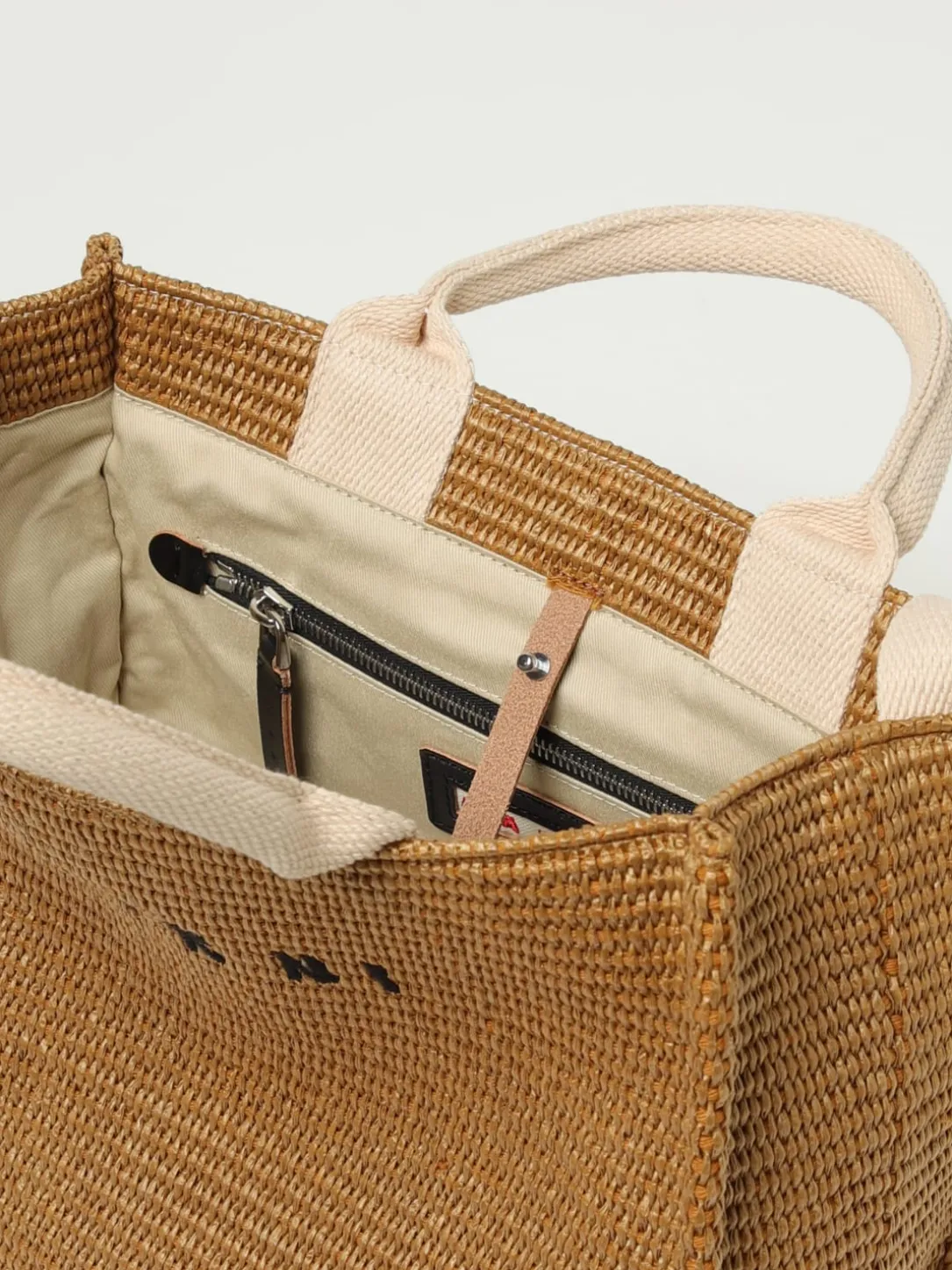 Borsa Tote in rafia con logo Marni