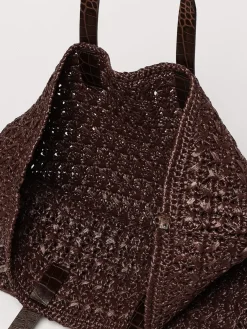 Borsa tote in rafia e pelle Dolce & Gabbana