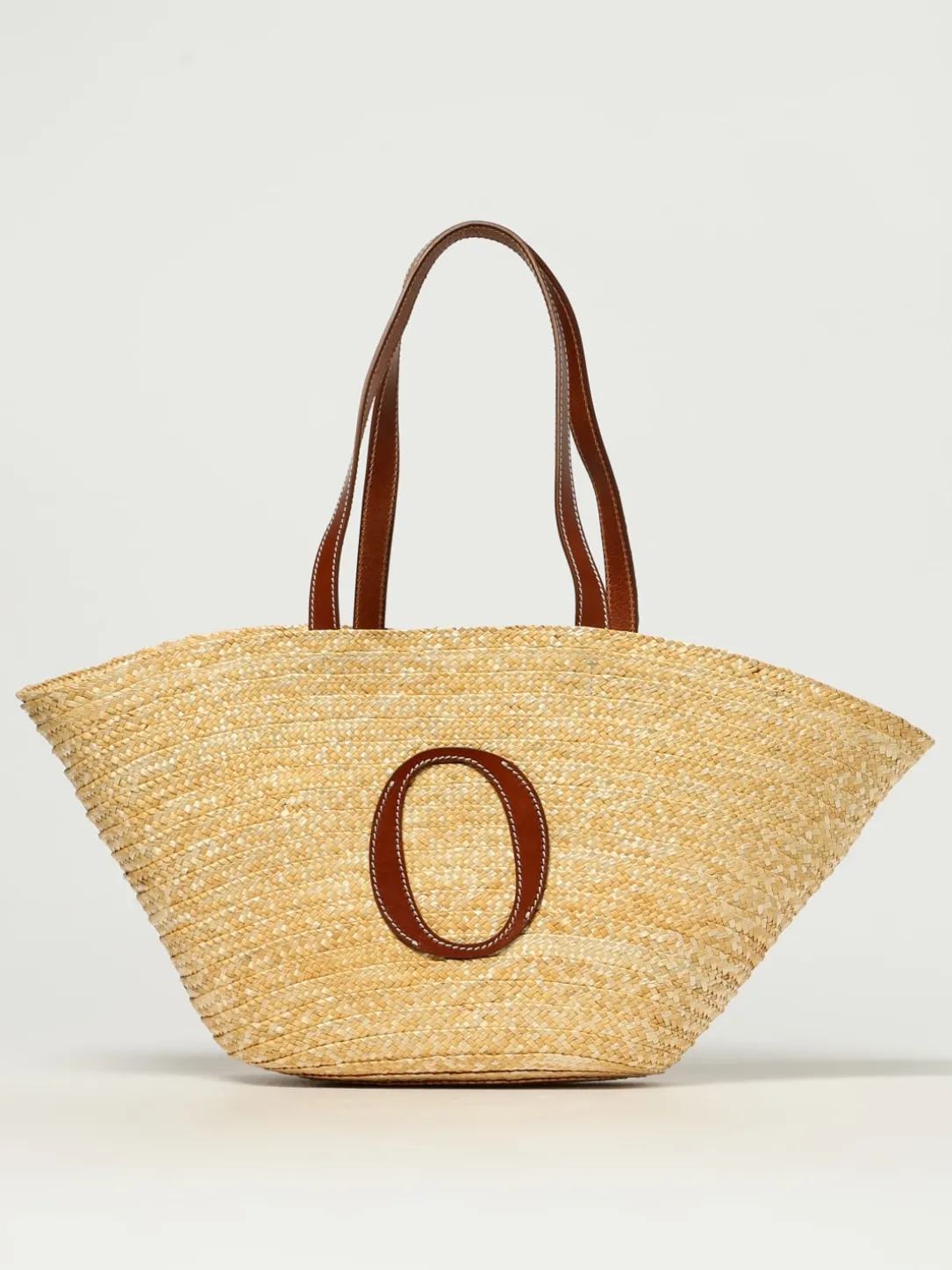 Borsa Tropea Orciani in rafia intrecciata e pelle