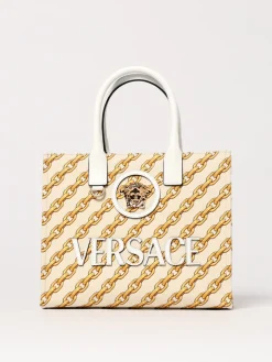 Borsa Versace in canvas con stampa chain