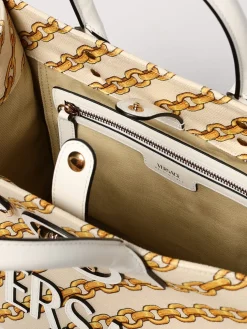 Borsa Versace in canvas con stampa chain