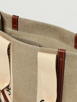 Borsa Woody Chloé in canvas di lino