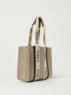Borsa Woody Chloé in canvas di lino
