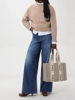 Borsa Woody Chloè in canvas e pelle