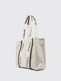 Borsa Woody Chloé in canvas di lino