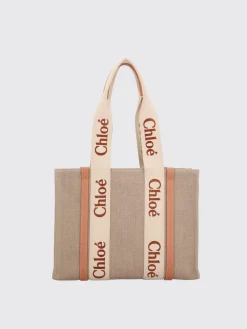 Borsa Woody Chloé in canvas di lino