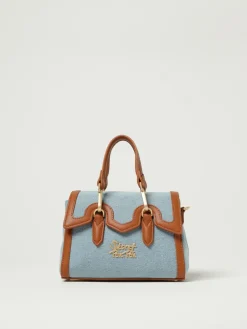 Borsa Yalis Denim XSmall Secret Pon-Pon in denim e pelle sintetica