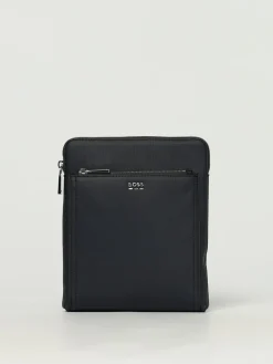 Borsello a tracolla con logo Boss in pelle sintetica texturizzata