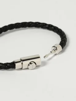 Bracciale Ferragamo in ottone e pelle intrecciata