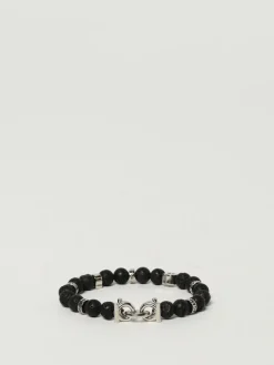 Bracciale Gancini Ferragamo in ottone ed pietra di ossidiana